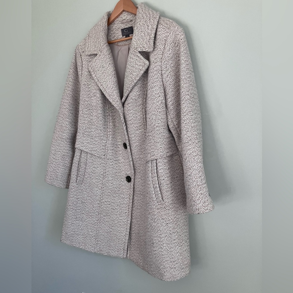 GALLERY New York Cream & Tan Tweed Coat Size 1X - Picture 6 of 14